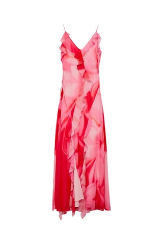 Robe ouverture à volants - Rose et rouge