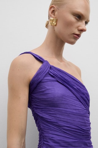 Robe courte asymétrique drapée - Violet