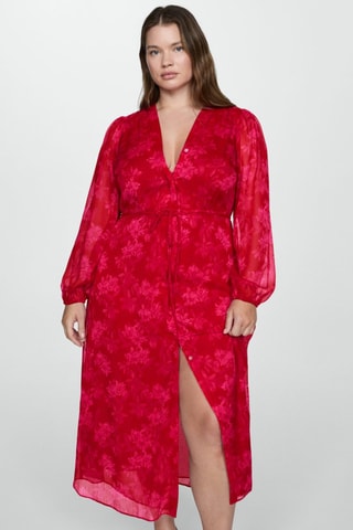 Robe en imprimé fleuri noeud - Rouge