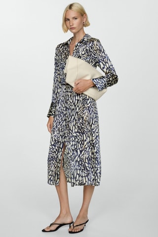 Robe satinée imprimée - Bleu