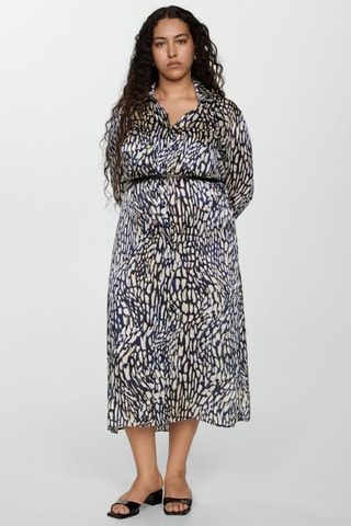 Robe satinée imprimée - Bleu