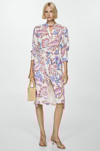 Robe en imprimé fleuri noeud - Multicolore