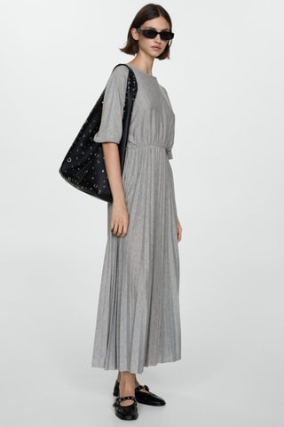 Robe plissée taille élastique - Gris chiné