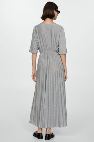 Robe plissée taille élastique - Gris chiné