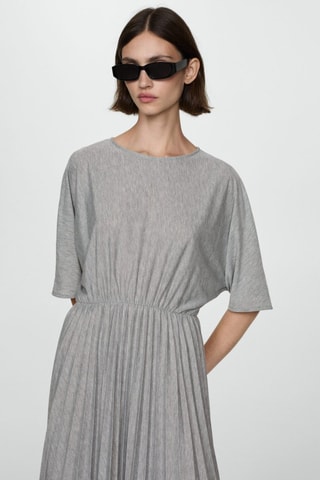 Robe plissée taille élastique - Gris chiné