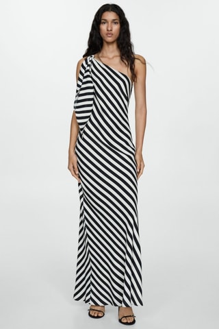 Robe asymétrique rayures - Blanc et noir
