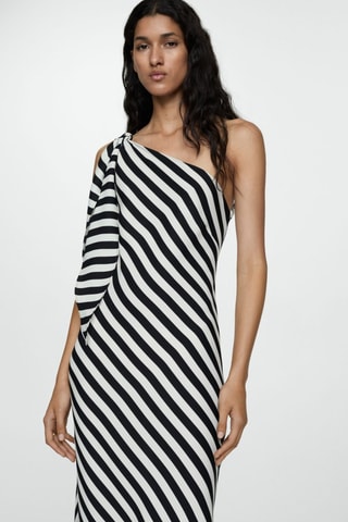 Robe asymétrique rayures - Blanc et noir