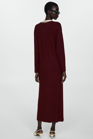 Robe maille col contrasté - Bordeaux