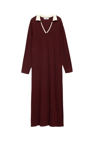 Robe maille col contrasté - Bordeaux