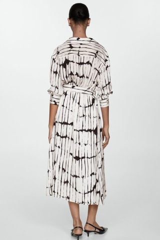 Robe chemisier imprimée - Blanc cassé et noir