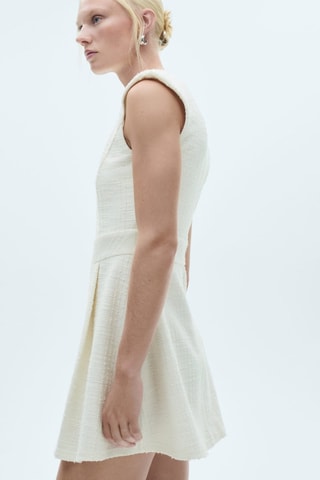 Robe courte texturée - Blanc cassé