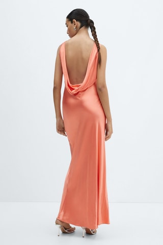 Robe satinée dos nu - Corail