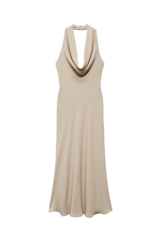 Robe emmanchures américaines col drapé - Beige
