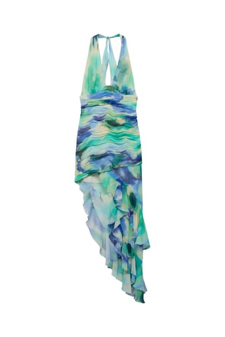 Robe drapée volants - Bleu