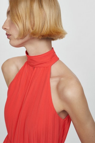Robe plissée emmanchures américaines - Corail