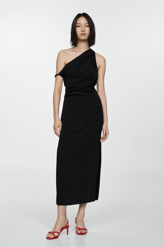 Robe col asymétrique - Noir