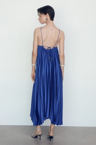 Robe plissée emmanchures américaines - Bleu