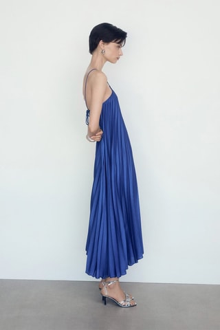 Robe plissée emmanchures américaines - Bleu