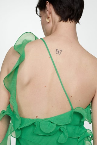 Robe asymétrique volantée - Vert