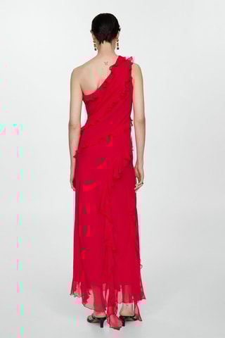 Robe asymétrique volants - Rouge