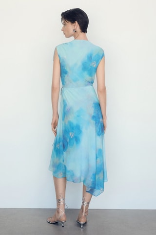 Robe cache-coeur imprimée - Bleu