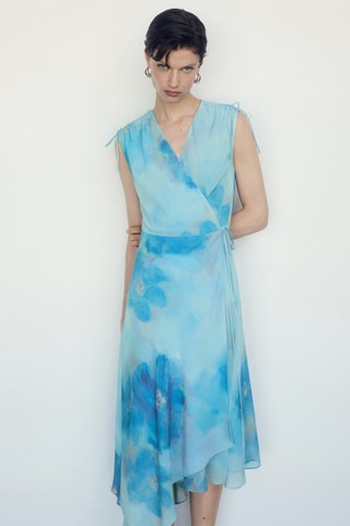 Robe cache-coeur imprimée - Bleu