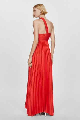 Robe asymétrique plissée  - Rouge