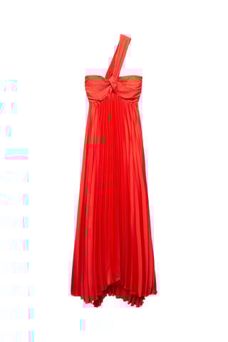 Robe asymétrique plissée  - Rouge
