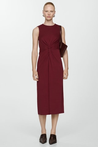 Robe midi détail drapé - Rouge