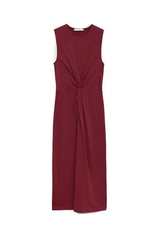 Robe midi détail drapé - Rouge