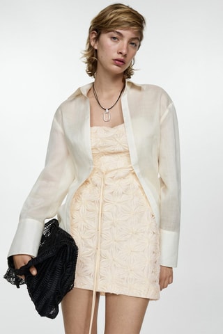 Robe fleurs texturée - Écru