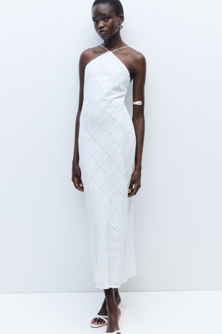 Robe brodée emmanchures américaines - Blanc cassé