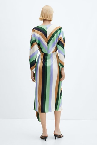 Robe à rayures satinée - Ecru