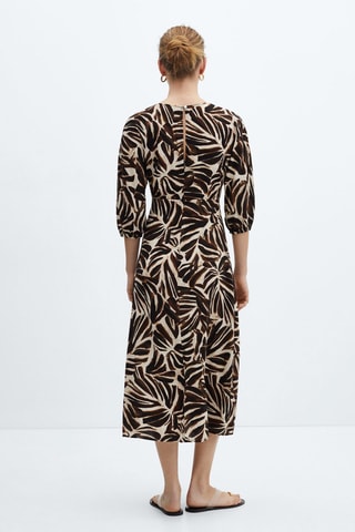 Robe imprimée col V - Beige