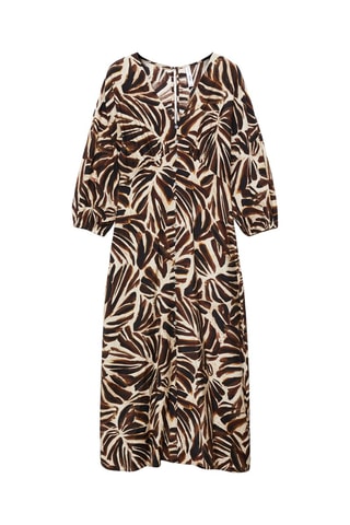 Robe imprimée col V - Beige