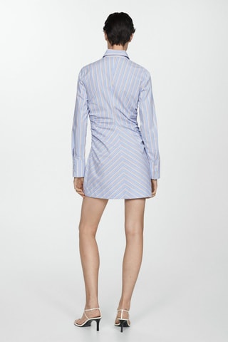 Robe chemise fermeture éclair rayures - Bleu
