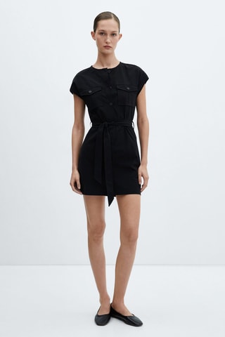 Robe noeud détail poches - Noir