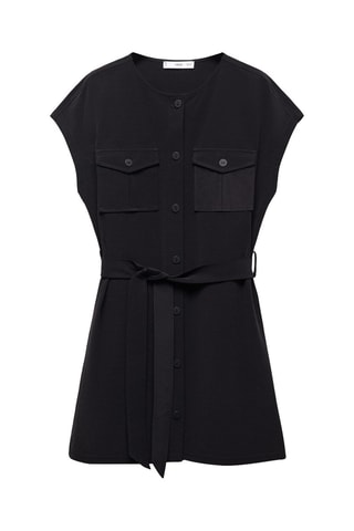 Robe noeud détail poches - Noir