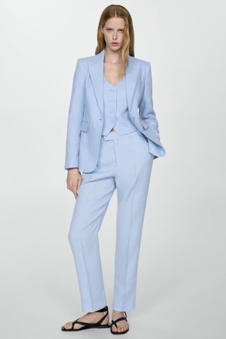 Veste costume 100% lin  - Ciel