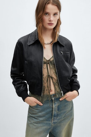 Blouson similicuir vintage - Noir