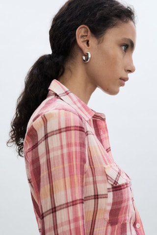 Chemise à carreaux en coton - Rose