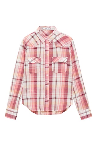 Chemise à carreaux en coton - Rose