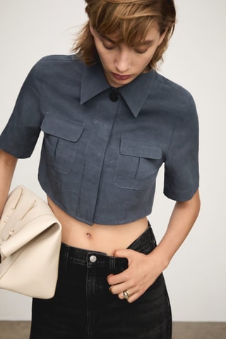 Chemise Lyocell crop - Bleu