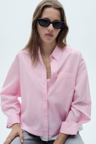 Chemise oversize bas contrasté - Rose