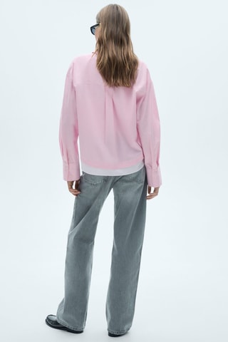 Chemise oversize bas contrasté - Rose