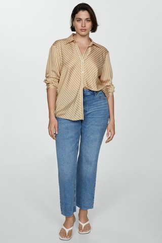 Chemise fluide rayures - Beige et blanc