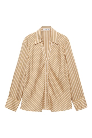 Chemise fluide rayures - Beige et blanc