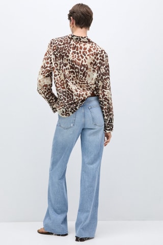 Chemise imprimée coton - Écru et marron