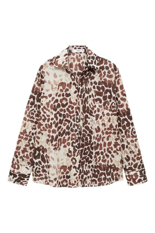 Chemise imprimée coton - Écru et marron