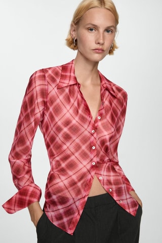 Chemise imprimé carreaux - Rouge et rose